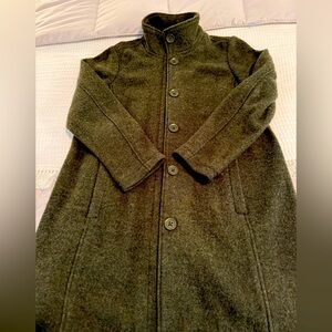L.L.Bean Bolied Wool Pea Coat Women's XL Peacoat Olive Green Bellandi Premium